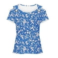 thumbnail image 5 of Yuwull Womens Summer Tops Plus Size Tops For Women Women'S New Short-Sleeved Off-The-Shoulder Cutout Casual Printed Summer Tops For Women On ClearanceL, 5 of 5