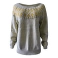 thumbnail image 5 of Womens Sweaters,Winter Fall Casual Loose Long Sleeve Women's Knitted Fair Isle Print Retro Sweater,Fair Isle Knit Pullover Sweater Size XXXL, 5 of 5