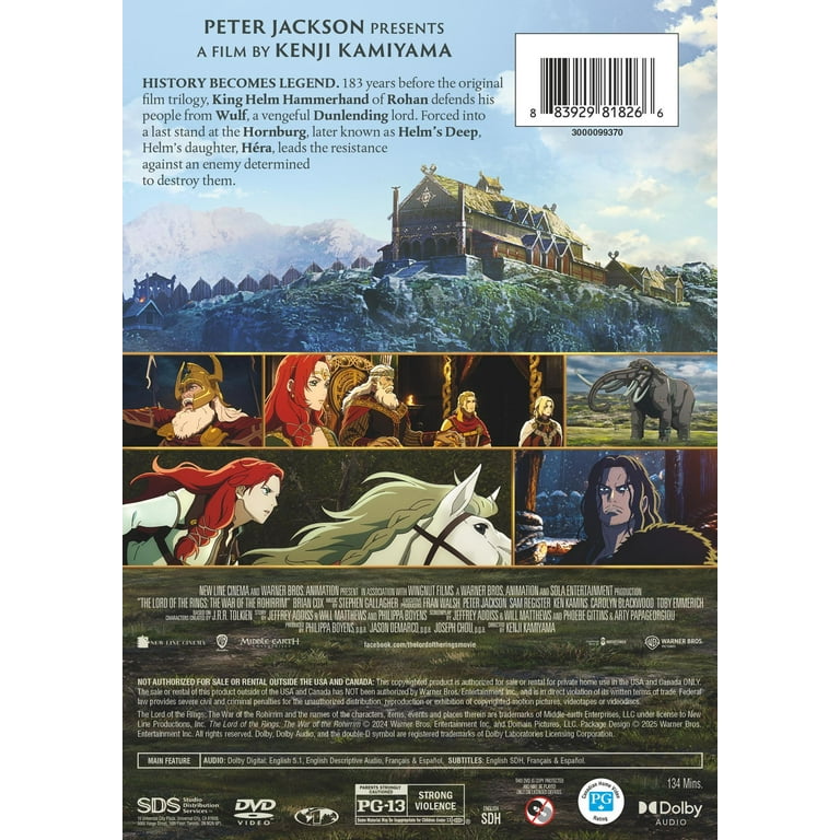 The Lord of the Rings: The War of the Rohirrim (DVD), Anime