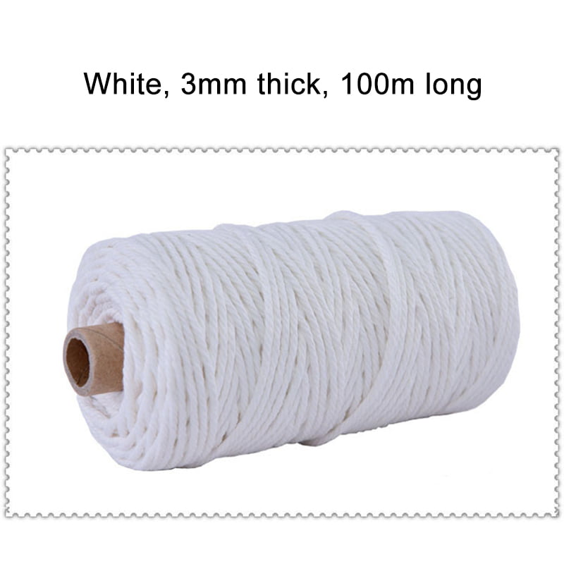 3/5 in×100ft Twisted Soft Cotton Rope Cord String Craft DIY Strong Art Decor 