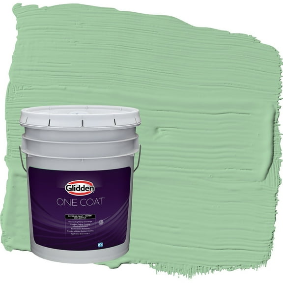 Glidden One Coat French Market / Green Semi-Gloss Exterior Paint with Primer, 5 Gallon