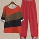 thumbnail image 1 of Puntoco Conjunto de traje de dos piezas con cuello redondo y manga corta estampado de verano para mujer Puntoco Puntoco-2421, 1 of 7