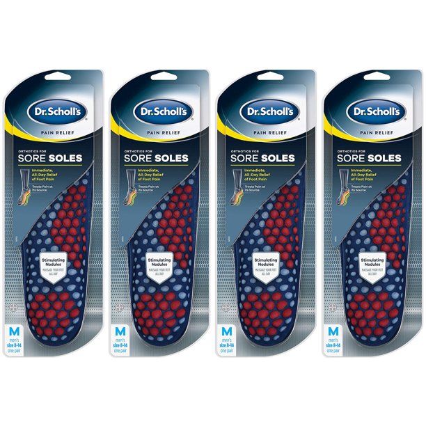 4 Pack of Dr. Scholl's Orthotics for Sore Soles Pain Relief Insoles