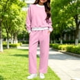 thumbnail image 2 of ZBSOKO Girls 2 Piece Sweatsuit Set Fleece Crew Neck Sweatshirt and Straight Leg Pants Fall Winter Jogger Set Casual Tracksuits Sizes 5-14 Years, 2 of 7