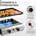 thumbnail image 3 of Bonnlo 2 Burner Portable Propane Griddle, 20,000BTU Gas Griddle Grill with Nonstick Enameled Tray, Rolling Flat Top Gas Grill w/Electronic Ignition, Side Shelve & Regulator, Ideal for Outdoor Cooking, 3 of 7