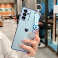 thumbnail image 4 of Compatible with Samsung Galaxy A24 4g Phone Case with Cute Love Heart Wrist Strap Kickstand Luxury Plating Side Elegant Heart Pattern Cover Soft Shockproof Stand Holder Bumper (Blue), 4 of 10