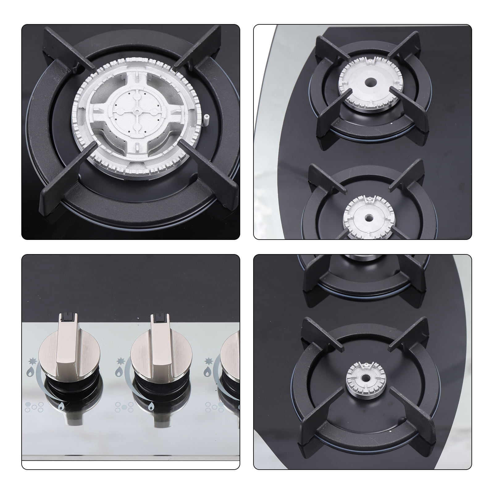WUZSTAR 5 Burners Built-in Gas Cooktop,Stainless Steel Gas Hob Stove Automatic Pulse Ignition Countertop Stove
