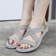 thumbnail image 2 of Bmisegm Women's Summer Fashion Open Toe Solid Color Adjustable Elastic Sports Sandals Breathable Non Slip Outdoor Beach Sandals Womens Sandals Summer Beige 8, 2 of 8