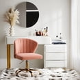 thumbnail image 3 of Pink Velvet Swivel Office Chair with Gold Legs, Adjustable Height Rolling Desk Chair for Vanity, 3 of 11