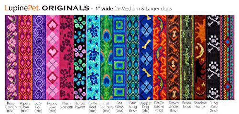 LupinePet Originals 1" Flower Power 4-Foot Padded Handle Leash for Medium and Larger Dogs