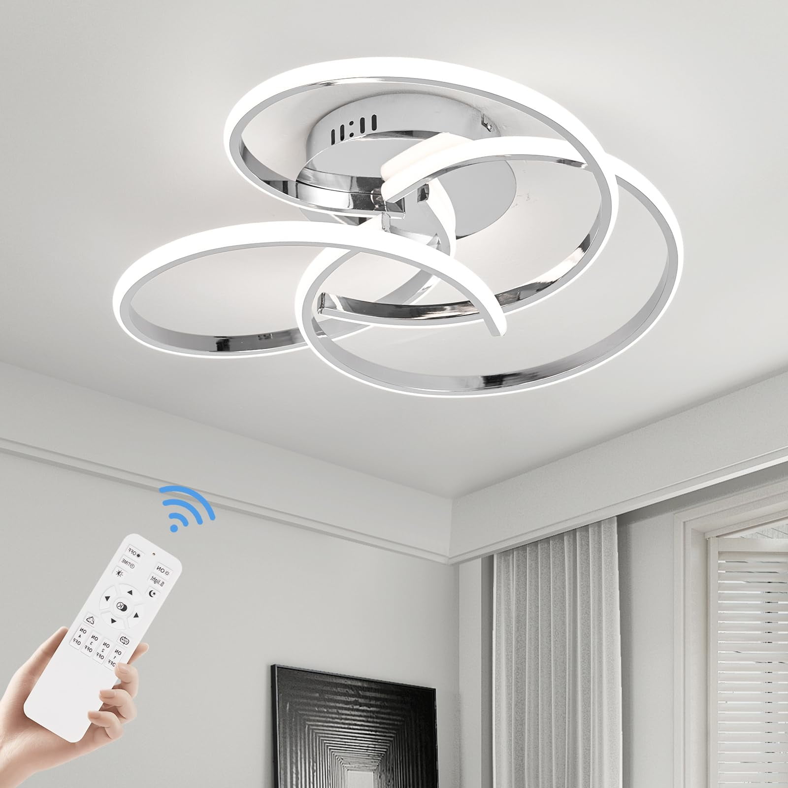 ADISUN Modern LED Ceiling Light 42W Dimmable Lighting Fixture with Remote Control Flush Mount Ceiling Lamp for Bedroom Living Dining Room Kitchen