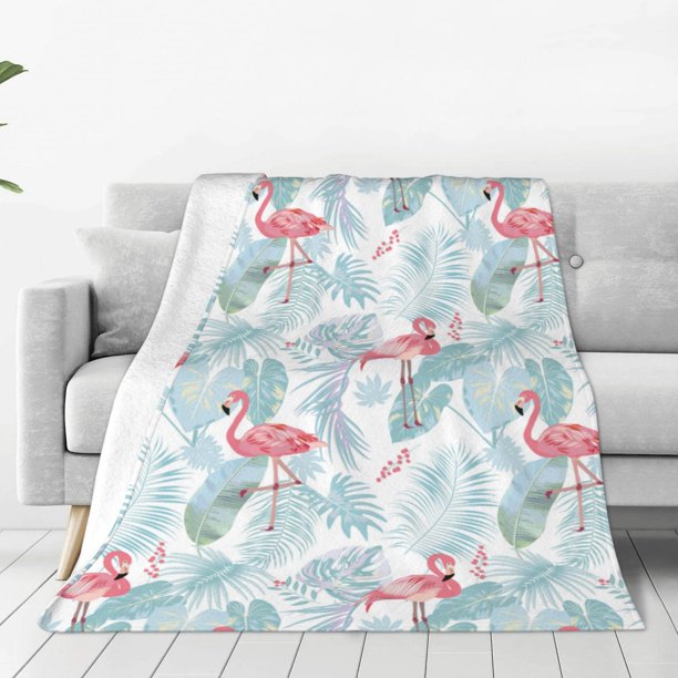 Balery Tropical Flamingo Manta de Felpa Suave y Acogedora – Cobija de Franela Aterciopelada para Cama, Lavable y Cálida para Sofá, Mascotas, Transpirable-60"x50"