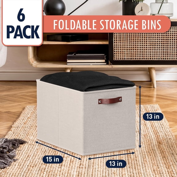 13 x 15 x 13 Kallax Storage Cube Bins, 6 Pack, Beige