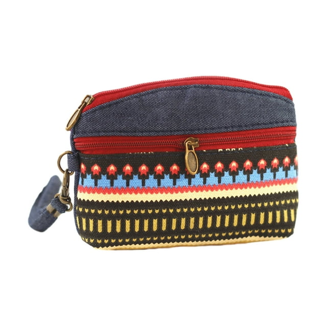 maskred Lightweight And Portable Coin Purse With Ethnic Style Fabric Cash Cards And Keys Coin Wallet Is Red - Ethnic wind LQ 1Set