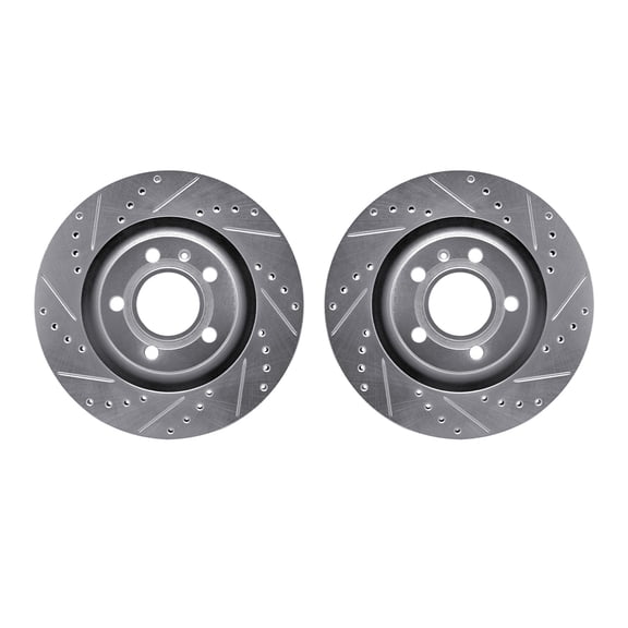 Dynamic Friction Company Rear Brake Rotors-Drilled and Slotted-Silver 7002-73067