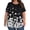 Black, variant on Women's Plus Size 3X Short Sleeve Ruffle Print Top Round Neck Blouse Under $10 Loose Fit Tunic Casual