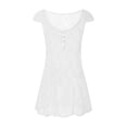 thumbnail image 4 of Douhoow Women Lace Dress Summer Cover Ups Solid Color Short Sleeve V Neck Hollow Out Mini Dress, 4 of 9