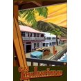 thumbnail image 2 of Art.com Old Lahaina Fishing Town with Surfer, Maui, Hawaii Art Print by Lantern Press, 16" x 24", 2 of 4