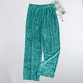 thumbnail image 3 of QATAINLAV Wide Leg Pants for Women Elastic High Waisted Baggy Lounge Pant Casual Velvet Cozy Yoga Sweatpants Solid Color Trousers with Pockets Green L Gifts for Mom, 3 of 7