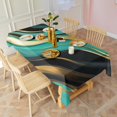 thumbnail image 3 of Teal Gold Marble Pattern Rectangle Tablecloth 60"x102",Waterproof Polyester Rectangle Table Cloth, Wipeable Spillproof Polyester Tablecloth for Dining, Camping, Indoor and Outdoor, 3 of 6
