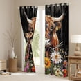 thumbnail image 3 of Manfei Highland Cow Black Out Curtains for Teens Adults,Chic Floral Flower Curtains Pack of 2 (42x63 Each),Western Farmhouse Bedroom Curtains,Ultra Soft Home Decor, 3 of 6