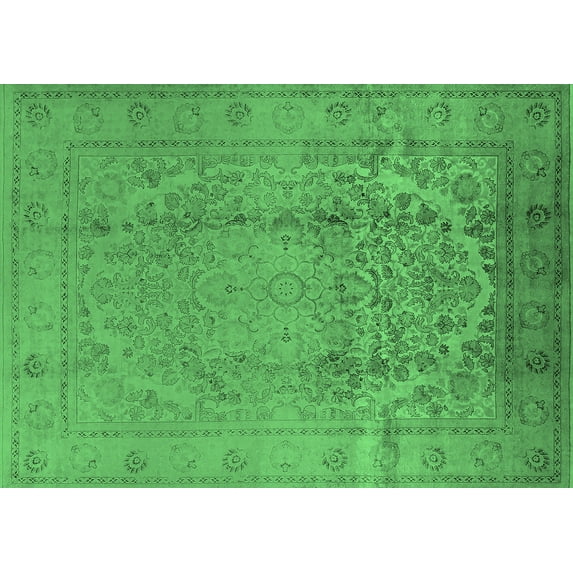 Ahgly Company Indoor Rectangle Oriental Emerald Green Traditional Area Rugs, 5' x 7'