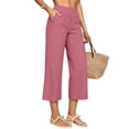 thumbnail image 6 of Women's Pants Cotton Linen Petite Summer Lightweight High Waist Straight Leg Solid Summer Casual Fashion Trousers Pants For Women, 6 of 8