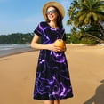 thumbnail image 4 of Disketp Galaxy Lightning para Vestido de Manga Corta para Mujeres, Vestidos de Verano para Mujeres, Casual y Holgado para la Playa, 4 of 6