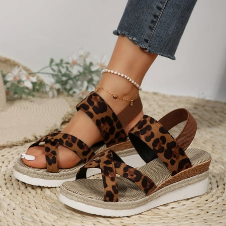 

AOOCHASLIY Independence Day Shoes Women s Summer Size Wedge Fish Mouth Roman Sandals
