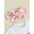 thumbnail image 3 of Mevireiy Toddler Easter Bunny Outfit Short Sleeve Letter Print T-shirt Tops Flared Pants,Pink,2-3 Years, 3 of 6