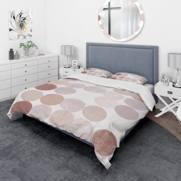 Designart 'Shade of Pink Geometric Dots II' Geometric Duvet Cover Set