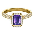 thumbnail image 2 of Mauli Jewels Rings for Women 3.46 Carat Diamond And Emerald Shaped Amethyst Ring pave 10K Yellow Gold, 2 of 7