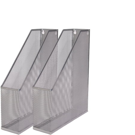 - Ybm Home Silver Mesh Steel Wall mount Hanging Desktop Magazine Document Letter File Holder 12 In. H x 10 In. L x 3 In. W 2 Pack