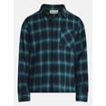 thumbnail image 5 of No Boundaries Boxy Cotton Plaid Flannel with Long Sleeves, Men's and Big Men's XS-4XLT, 5 of 5