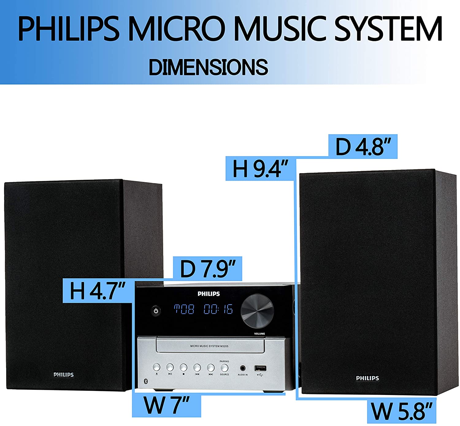 Philips Stereo System with FM Radio, Bluetooth Micro Music System TAM3205/37 - image 5 of 7
