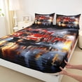 thumbnail image 4 of Erosebridal Boys Fire Engine Full Size Sheets, Truck Car Bed Sheets, Black Red, 1 Flat Sheet, 1 Fitted Sheet and 2 Pillowcases, 4 of 5