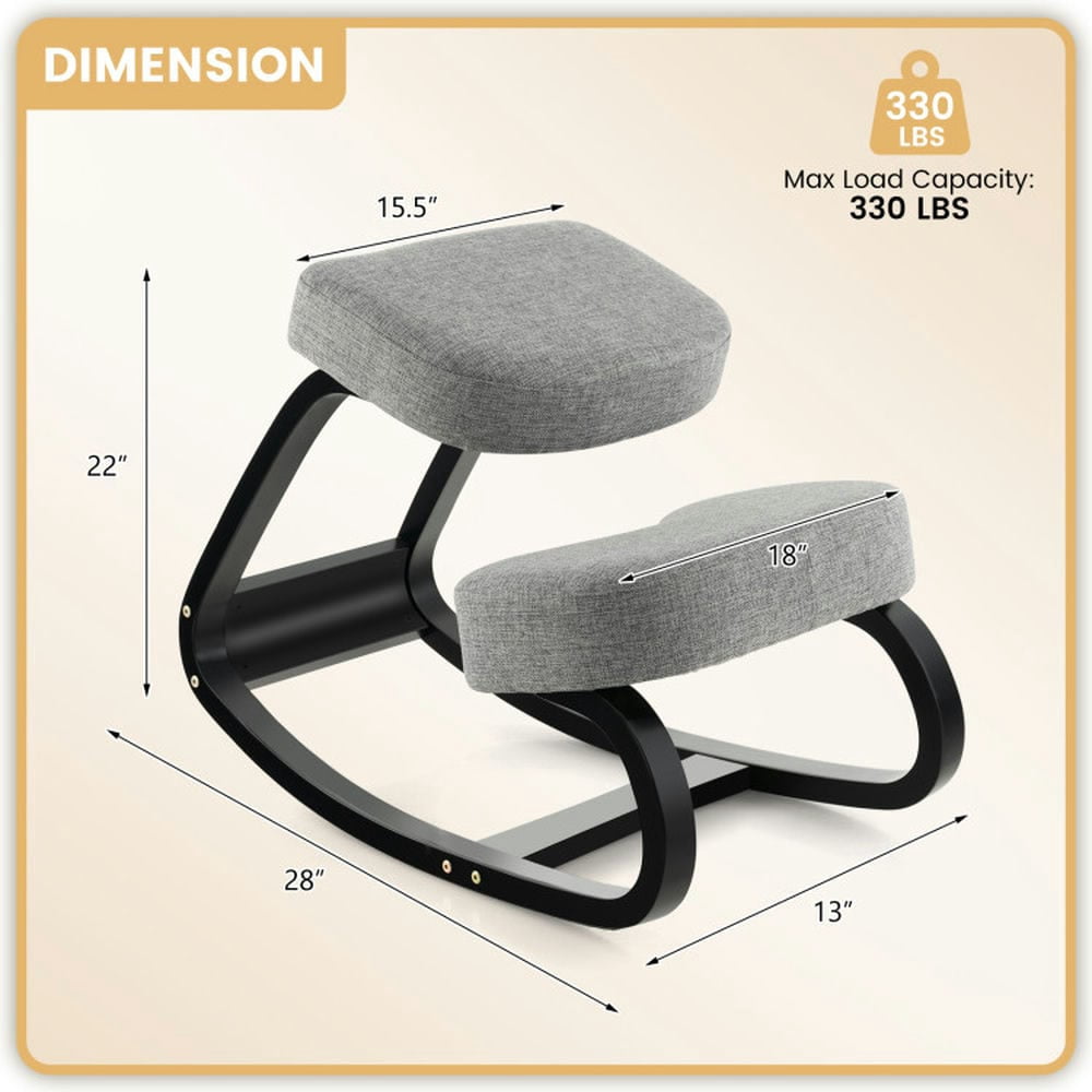 Spaco Rocking Ergonomic Kneeling Chair with Padded Cushion for Home Office-Gray, Home Office Computer Desk Chair, Ergonomic Office Chair for Bedroom,Study