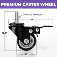 thumbnail image 2 of Liquid Stands Keyboard Stand Caster Wheels Set of 4 Replacement Locking Heavy Duty Wheels with Brake - Piano Stand Parts and Accessories, 2 of 6