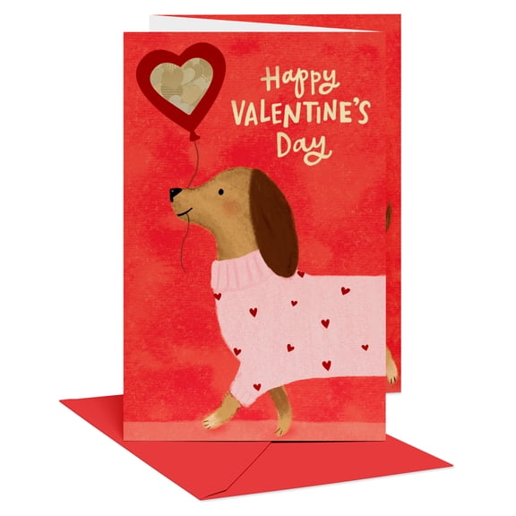 American Greetings Valentine's Day Card for Anyone (Cute Dog with Heart Balloon)