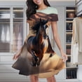thumbnail image 2 of Galloping Horses Desert Art Women's Classic Swing Skater Dress Casual Work Party Cocktail Dresses, 2 of 6
