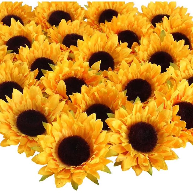 24 piezas 9 cm girasoles artificiales Rojo Verde flores de seda falsas flores amarillas planta artificial al aire libre interior para el hogar boda bricolaje