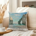 thumbnail image 3 of Ethan Taylor Landscape and Nature Throw Pillow Soft Cushion Cover 'Claude Monet The Cliffs at Etretat Coastal Landscapes' Classic Decorative Square Accent Pillow Case, 16x16 Inches, Blue, Beige, 3 of 5