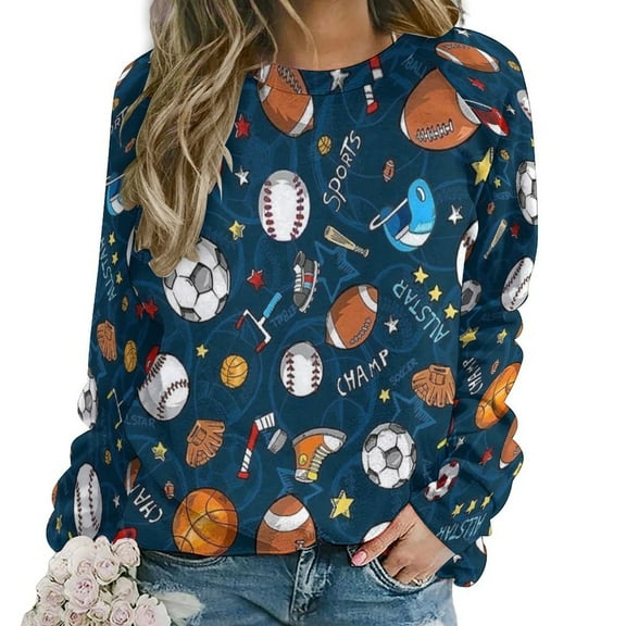 Basketball Football Women Casual Long Sleeve Hoodie Streetwear Pullovers Top Female Clothing