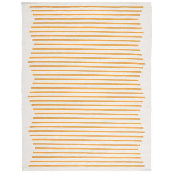SAFAVIEH Montauk Amadine Striped Cotton Area Rug, Ivory/Gold, 8' x 10'