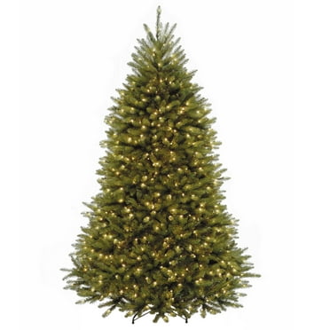 National Tree Company Pre-Lit Artificial Christmas Tree, Green,Dunhill Fir®, Clear Lights, Includes Stand, 7.5 Feet