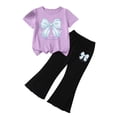 thumbnail image 2 of Cethrio Girls Summer Outfit Sets Short Sleeve, Graphic 2 Piece Short Sleeve Kids' Clothing Sets Purple Size 5-6 T, 2 of 4