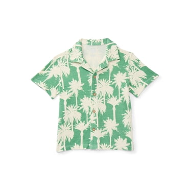 Wonder Nation Little Boys Knit Button Down Shirt with Short Sleeves, Sizes 4-10