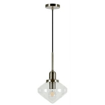 Evelyn&Zoe 8" Brushed Nickel Metal/Glass Pendant