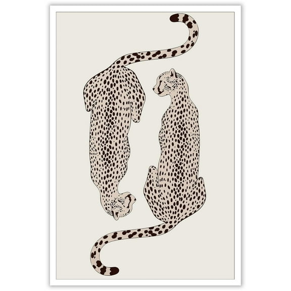 Trendy Cheetah Canvas Wall Art Retro Leopard Preppy Poster Funky Jungle Animal Dopamine Print Minimalist Aesthetic Painting For Bedroom Dorm Apartment Decor