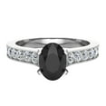 thumbnail image 4 of 14K White Gold Ring Black Diamond Engagement Ring for Women Oval 1.50 Carat (Black, AAA), 4 of 5